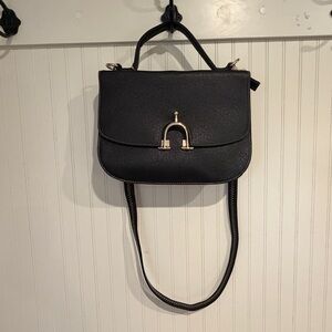 Source Unknown Black Crossbody Bag with Gold Accent